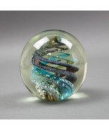 Dichroic Spiral Swirl Controlled Bubble Art Glass Paperweight 3.75&quot; - £55.50 GBP