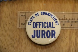 Vintage State of Connecticut Official Juror Lapel Button Pin Pinback 1 3/4&quot; - $12.31