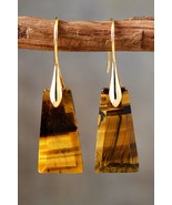 Handmade Geometrical Shape Natural Stone Dangle Earrings - $52.04 CAD