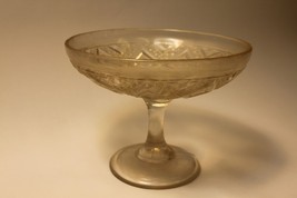 Vintage Pressed Glass Candy Dish Compote Open Diamond Design Stemmed (New) - $27.22