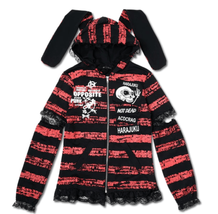 Punk Harajuku bunny ears black and red hoodie - $50.00