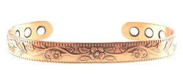 Elderflower Design Copper Bracelet For Arthritis Magnetic Therapy - $47.02