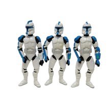 Star Wars Hasbro 3.75&quot; Figure Clone Trooper Lieutenant Blue 2004 Lot of 3 - £13.70 GBP