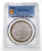 1886 $1 Silver Morgan Dollar Graded by PCGS as MS-65 - £272.65 GBP