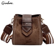 Fashion Thread Faux Suede Women Crossbody Bag Famous Brand Designed Wide Strap S - £36.52 GBP