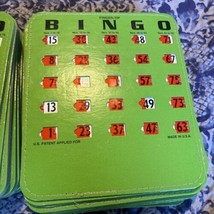 Vintage Finger Tip Bingo Cards - Lot Of 44- Easy Read Shutter Slide Green Usa - £36.28 GBP