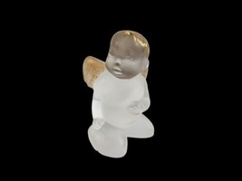 Lalique Elton John&#39;s Angel of Hope Frosted Crystal Gold Cherub France - £102.07 GBP