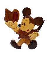 Disney Resort Magician Mickey 9&quot; Multi-Layered Wooden Wall Hanging Plaque EUC - £17.46 GBP
