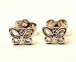 Avon Sterling Silver Pierced EARRINGS Dainty 1/4 inch VTG Butterfly Studs - £15.76 GBP