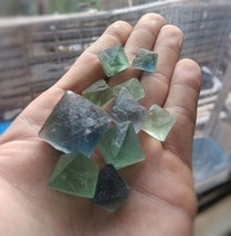 Fluorite Octahedral Green And Blue Crystals, Natural 69.5g 6pcs 8mm - 30mm - $25.62