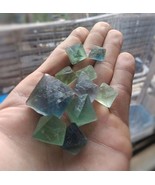 Fluorite Octahedral Green And Blue Crystals, Natural 69.5g 6pcs 8mm - 30mm - £20.12 GBP