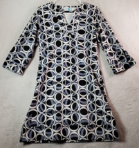 BO&amp;NIC Shift Dress Womens Size XS Multi Polka Dot Nylon Long Sleeve V Neck EUC - £15.89 GBP