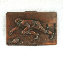 Vintage Football Metal Belt Buckle Football Player &amp; Goal Post 3&quot; X 2&quot; RARE - £16.01 GBP