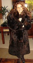 Dark brown fur long coat made of baby alpaca, outerwear, Large - £821.54 GBP