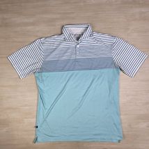 Mizzen + Main Performance Golf Polo Shirt Sleeve Stripe White Green Size XL - $28.12