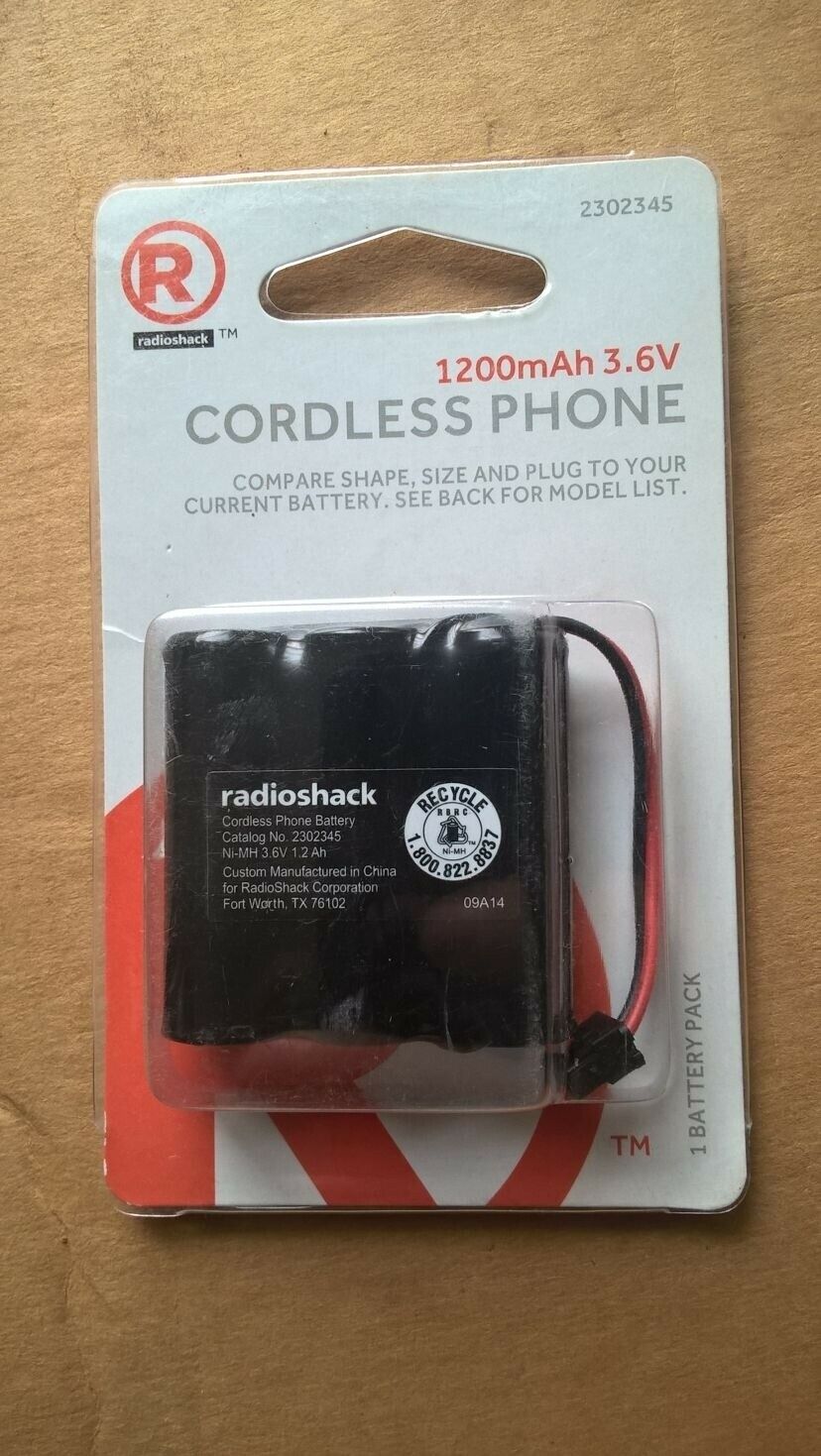 RADIO SHACK CORDLESS PHONE 3.6V 1200MAH NI-MH BATTERY 2302345 HHR-P401A - $14.69