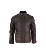 Men &amp; Women Leather Jacket Vintage Biker Café Racer Designer Distressed ... - $277.46 CAD