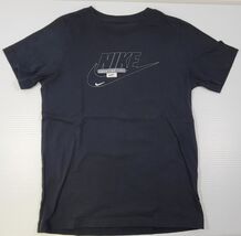 F1) The Nike Tee Kids Graphic Swoosh Logo Black Cotton Shirt Large - $14.84
