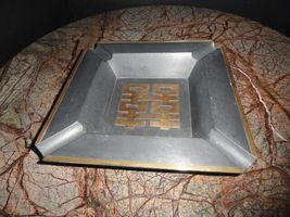 Oriental Cigar Ashtray Metal with Brass Measures 9.5" Square image 11