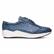 Marco Di Milano Genuine Ostrich Skin Luxury Sneaker Shoes Varenna Blue Jeans image 10