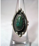 Vintage Old Pawn Navajo Sterling Silver Green Turquoise Ring Size 5 1/2 ... - £69.62 GBP