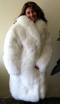 Women&#39;s white fur long coat made of South American Baby alpaca, X - Small - £1,132.37 GBP