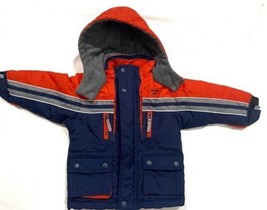 Oshkosh Coat Boys Size 4T Blue Orange Polyester Puffer Jacket With Hood - £15.95 GBP