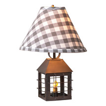 Irvins Country Tinware Colonial Lantern Lamp with Gray Check Shade - £93.92 GBP