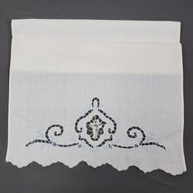 Vintage Tea Towel Embroidery Cutouts 13x20 Inch Beige Blue - £9.03 GBP