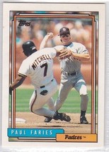 M) 1992 Topps Baseball Trading Card - Paul Faries #162 - $1.97
