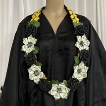 Graduation Money Lei Flower Gold/Yellow &amp; Black Four Braided Ribbons - £67.05 GBP