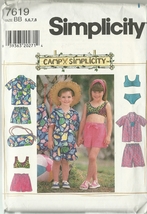 Simplicity Sewing Pattern 7619 Childrens Shorts Shirt Bathing Suit Bag 5 6 7 8 - £8.10 GBP