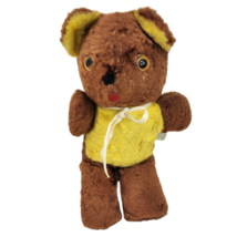 14&quot; Vintage Gay Stuffed Toy Brown + Yellow Teddy Bear Stuffed Animal Plush - £44.80 GBP