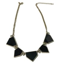 Express Gold Tone Costume Panel Necklace Vintage Y2K Goth Fashion Beauty Black - $14.87