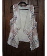 Cato Woman Pink Plaid &amp; Faux Fur Flyaway Reversible Vest - Size 22/24W - £23.32 GBP