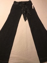 White House Black Market Women&#39;s Jeans Black Belted Slim Flare Size 00 X 35 NWT - £39.44 GBP