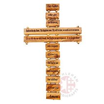 9.8&quot; Olive Wood Cross with the Lord&#39;s Prayer - $12.54