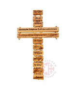 9.8&quot; Olive Wood Cross with the Lord&#39;s Prayer - £9.86 GBP
