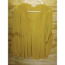 Women's Easel Mustard Sheer Top Large - $11.34