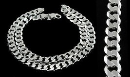 Genuine 925 Sterling Silver Curb Link Design Men&#39;s Neck Chain 20&quot; - £144.48 GBP