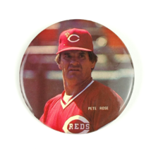 Vintage Pete Rose Cincinnati Reds Metal Pinback Button 3&quot; Pin Original 1... - £6.89 GBP