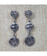 Vintage Chico&#39;s Earrings Hammered Silver Tone 2 Inch Dangle Drop - $39.98 CAD
