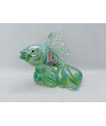 Fenton Irridescent Fish Aqua Hand Painted - $69.29