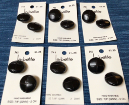 Vintage Lot of 12 Buttons on Card La Petite #741 Black 7/8&quot; ~874A - £3.99 GBP