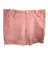 Lane Bryant Salmon Jean Shorts Size 26 Distressed Denim Bermuda Pink Orange - $640.66 MXN