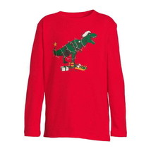 Holiday Time Boys Long Sleeve Christmas Graphic Tee Shirt Size XS (4-5 C... - £11.65 GBP