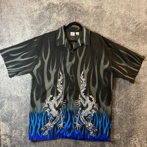 Anchor Blue Tribal Flames Shirt Mens Extra Large Dragon Blue y2k Streetwear - £24.99 GBP
