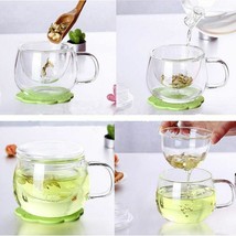 1 Set Transparent Coffee Mug with Infuser Filter Lid 350ml Clear Glass Water Cup - £16.86 GBP