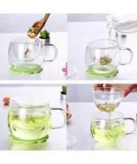 1 Set Transparent Coffee Mug with Infuser Filter Lid 350ml Clear Glass W... - £17.10 GBP