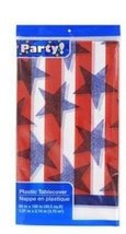 Patriotic Red White and Blue Stars and Stripes Plastic Tablecover (3 Pack) - $11.87